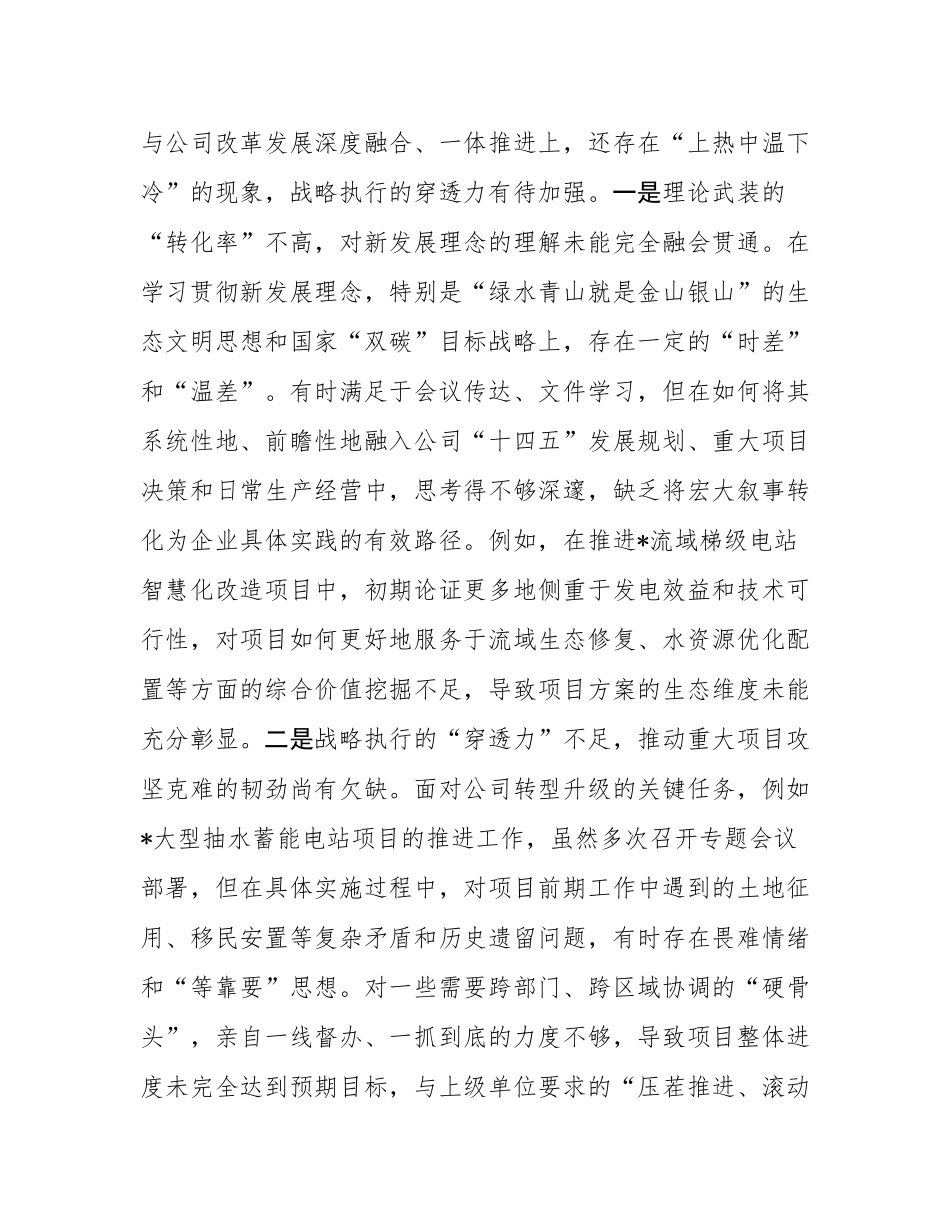 水电公司党委书记巡察整改专题民主SH会个人对照检查材料.docx_第2页