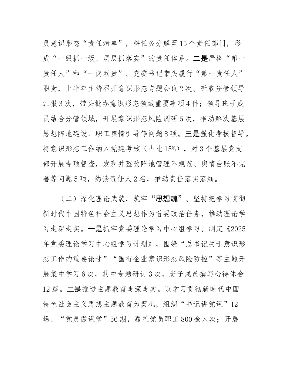 公司2025年上半年落实意态工作责任制情况自查报告.docx_第2页