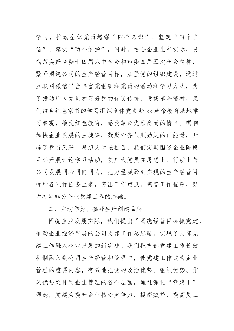 非公企业党支部书记工作汇报.docx_第2页