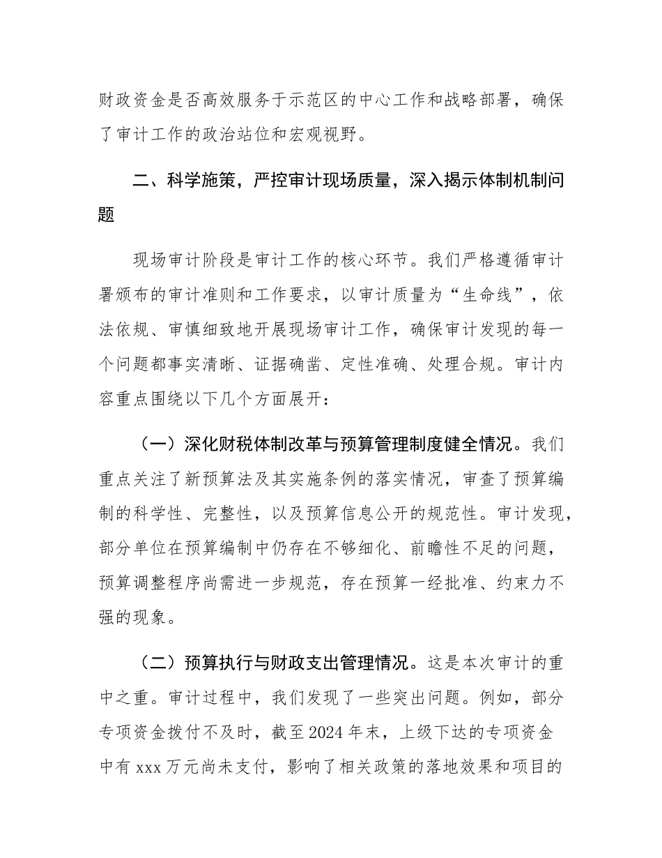 示范区审计局2024年度预算执行审计工作情况报告.docx_第3页