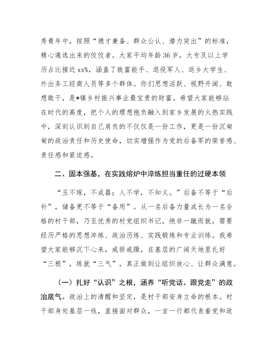 在2025年全镇村“两委”班子后备力量座谈会上的讲话.docx_第3页