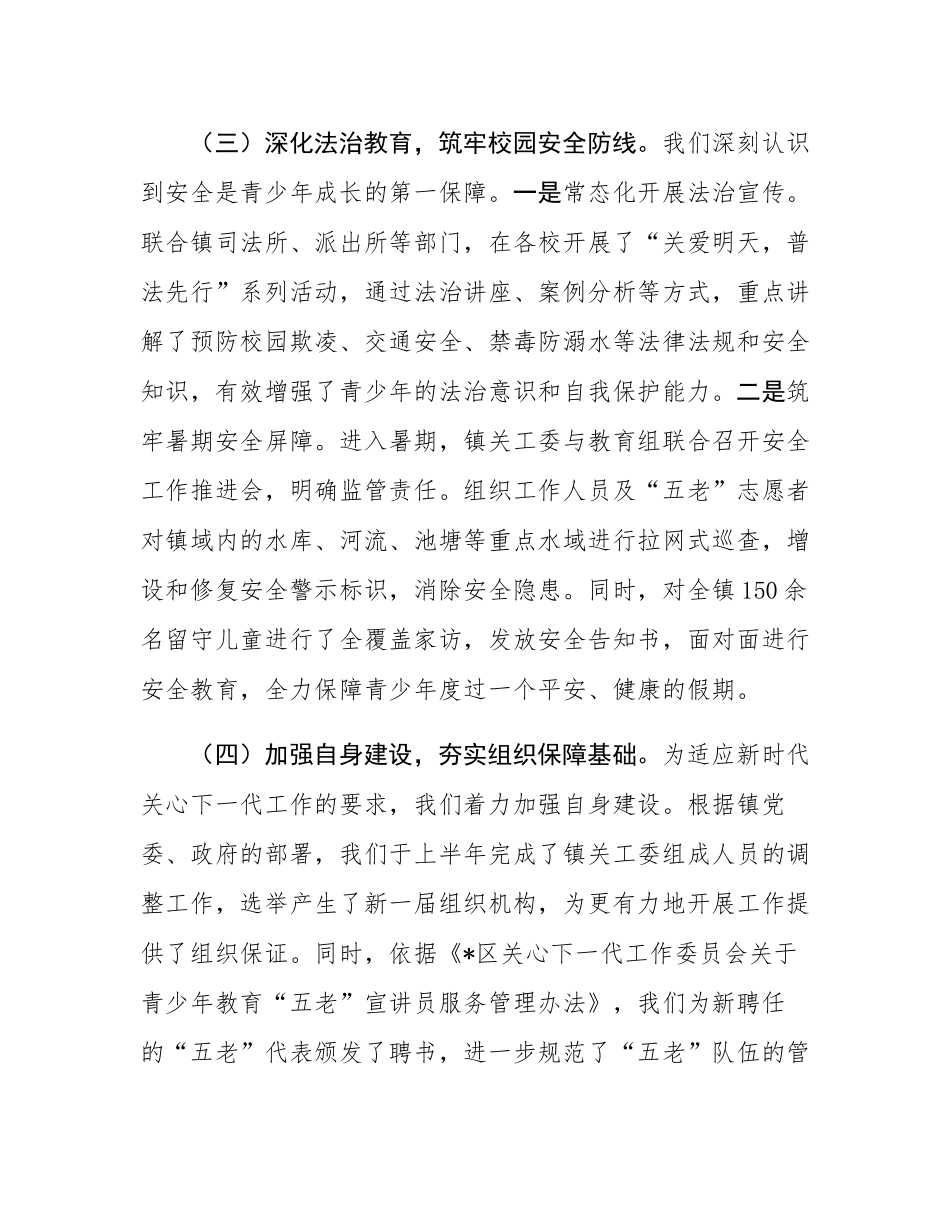 镇关心下一代工作委员会2025年上半年工作总结暨下半年工作报告.docx_第3页