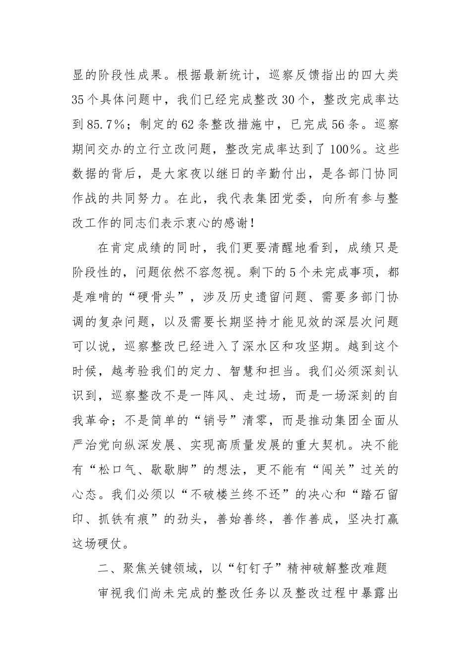 在XX农旅集团党委巡察整改工作推进会上的讲话.docx_第2页
