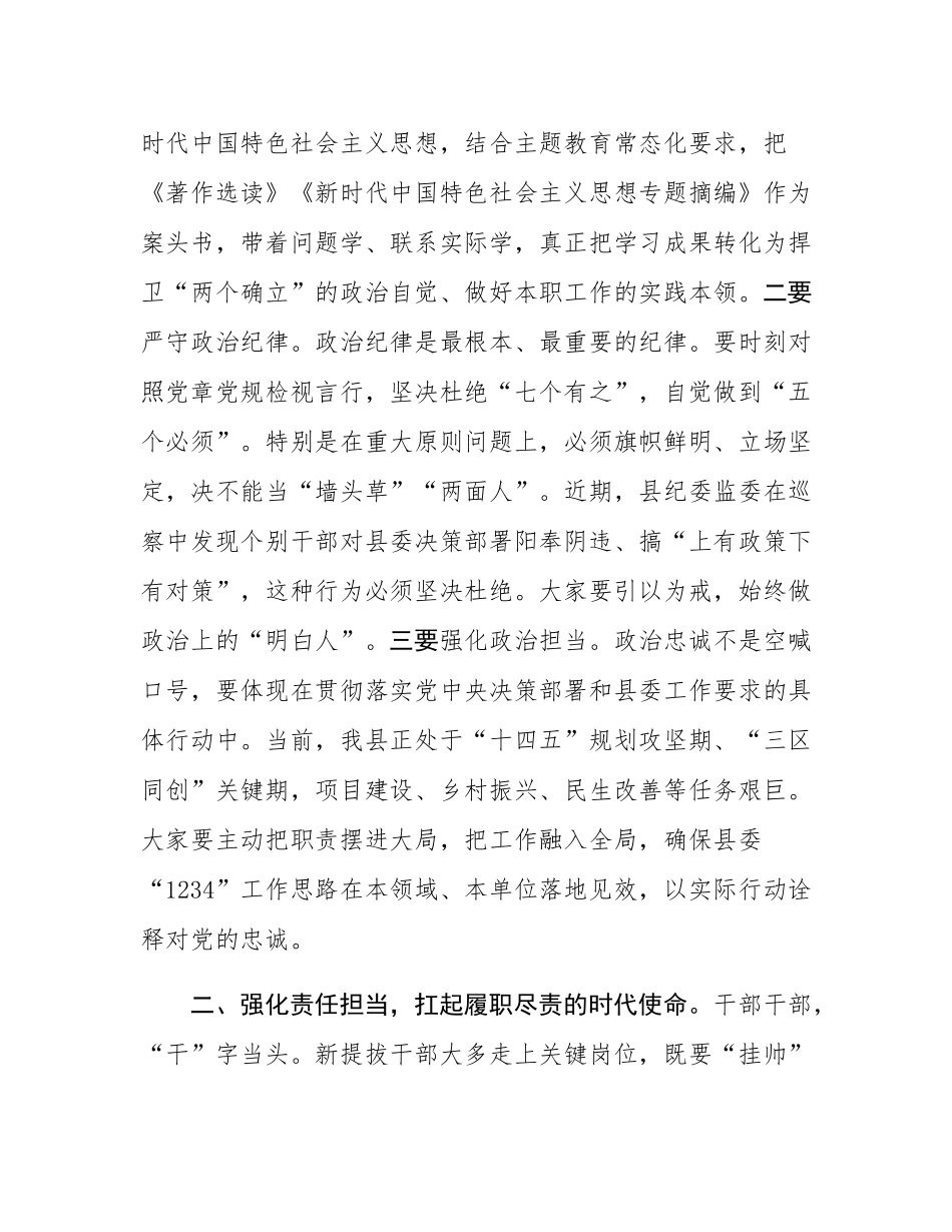 2025年县委常委、纪委书记在新提拔干部任前集体廉政谈话会上的讲话.docx_第2页