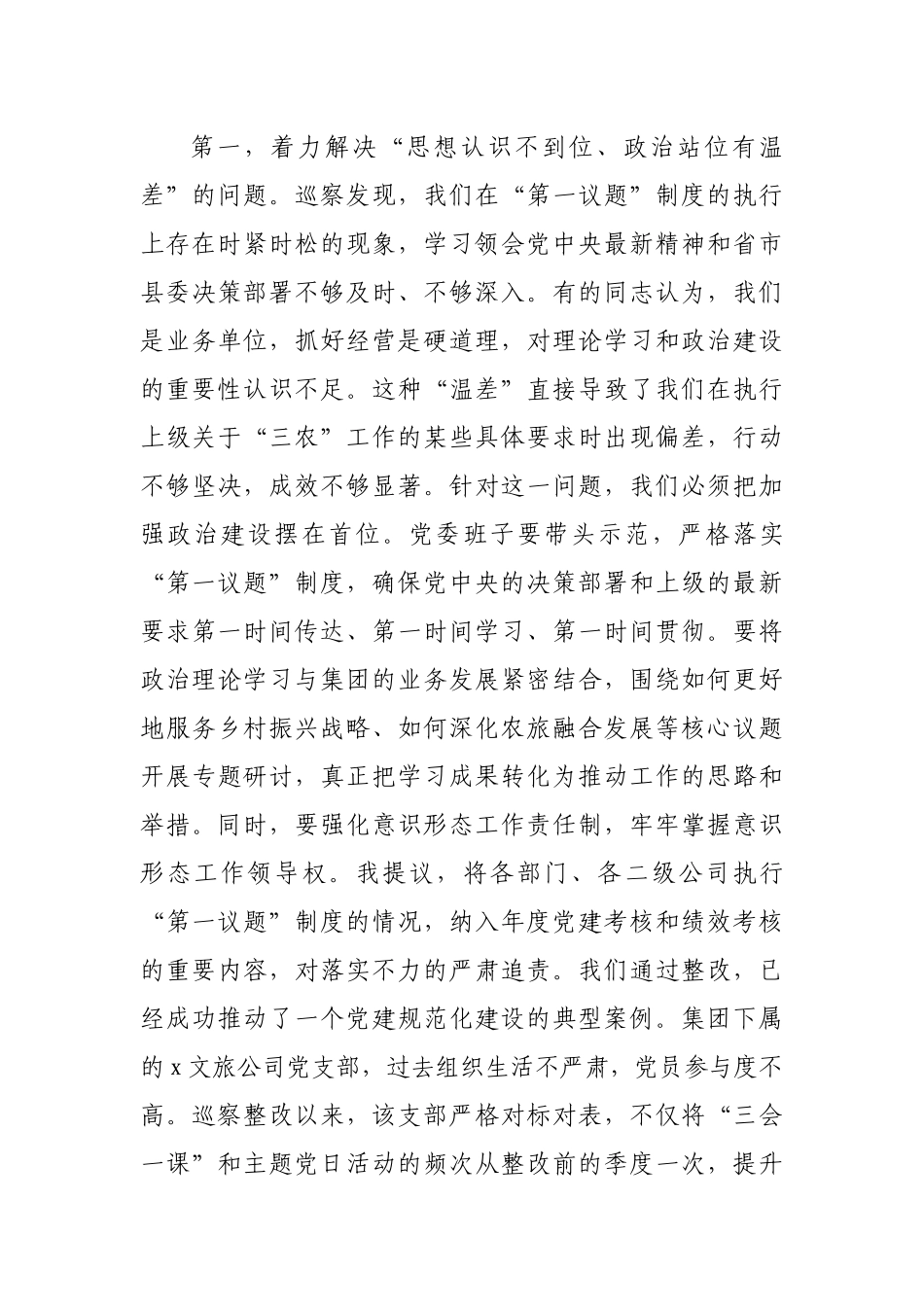 在2025年农旅集团党委巡察整改工作推进会上的讲话（国企4496字）.docx_第3页