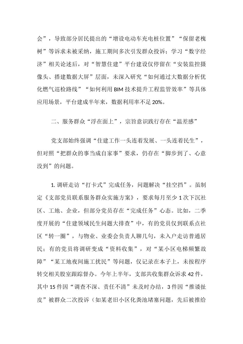 县住房和城乡建设局2025年党支部问题查摆清单.docx_第3页
