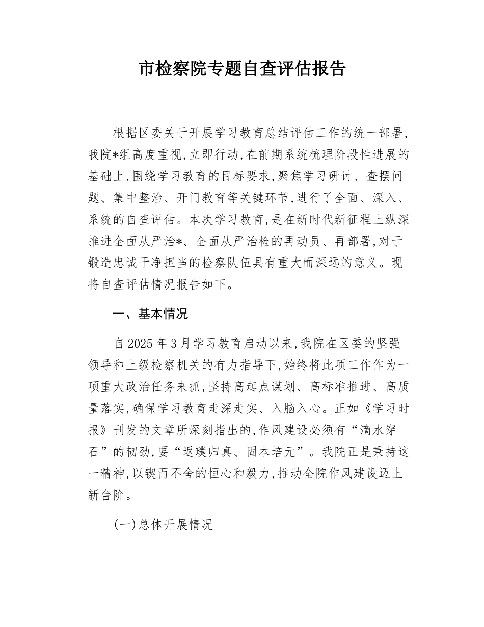 市检察院专题自查评估报告.docx_第1页