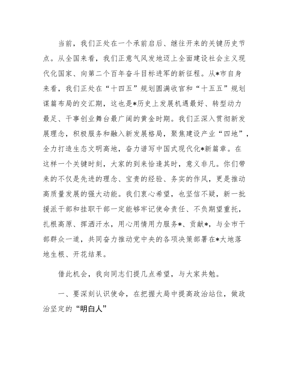 在2025年市援派干部及东西部协作挂职干部座谈会上的讲话.docx_第2页