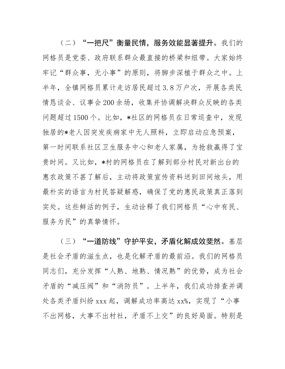 在全镇2025年上半年网格工作总结暨网格员培训会议上的讲话.docx_第3页