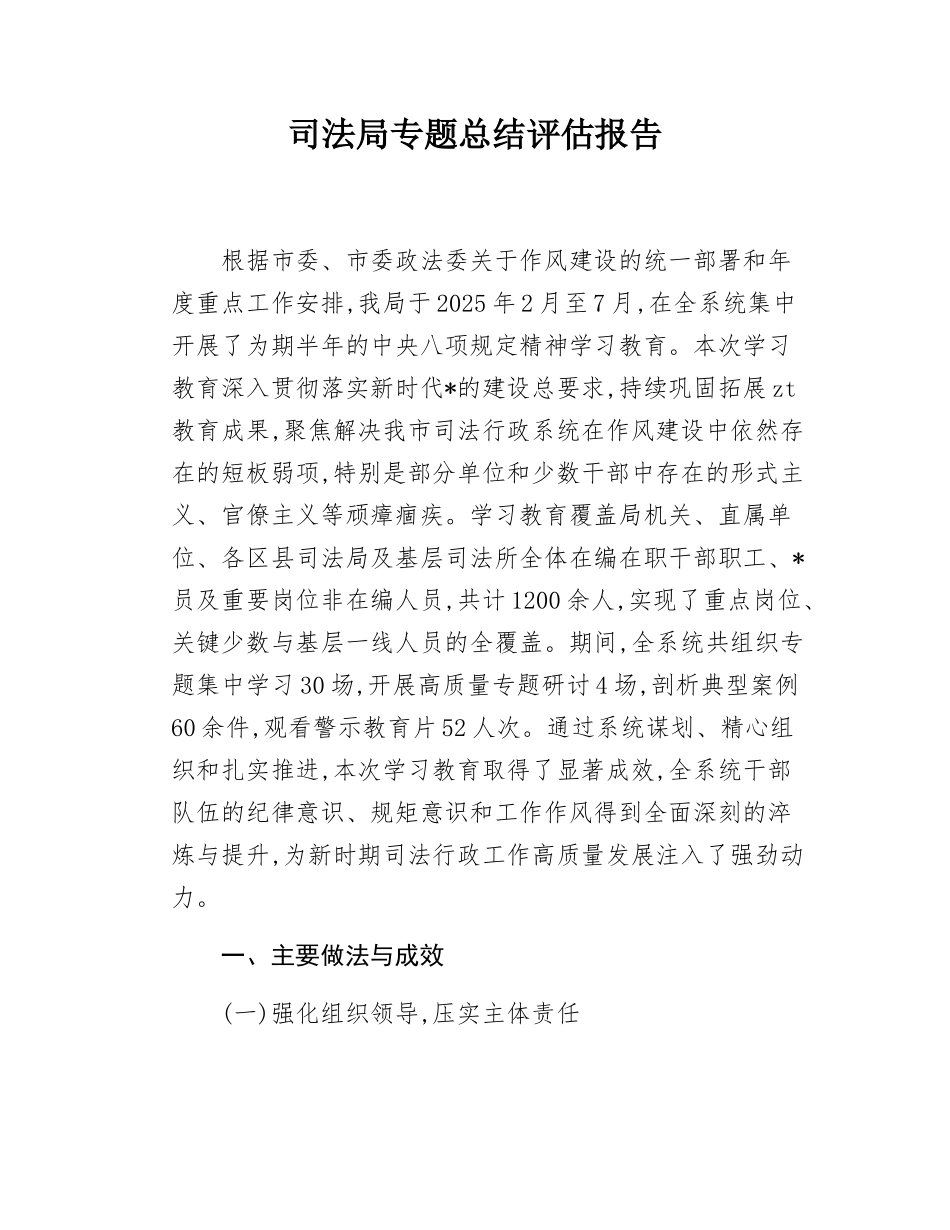 司法局专题总结评估报告.docx_第1页