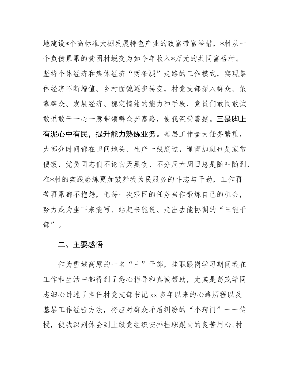 乡镇村（居）“挂职跟岗大练兵 拼搏奋斗正当时”学习感悟.docx_第2页