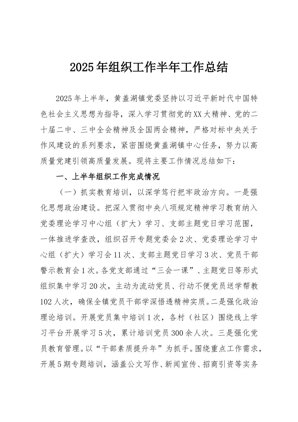 2025年组织工作半年工作总结.doc_第1页
