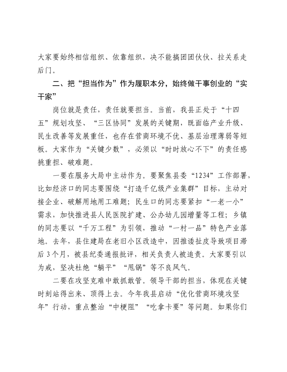 县纪委书记在2025年新提拔干部任前集体廉政谈话会上的讲话.docx_第3页