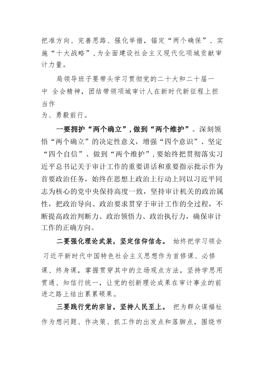 审计局长在集体学习党的二十大精神会议上的讲话.docx_第3页