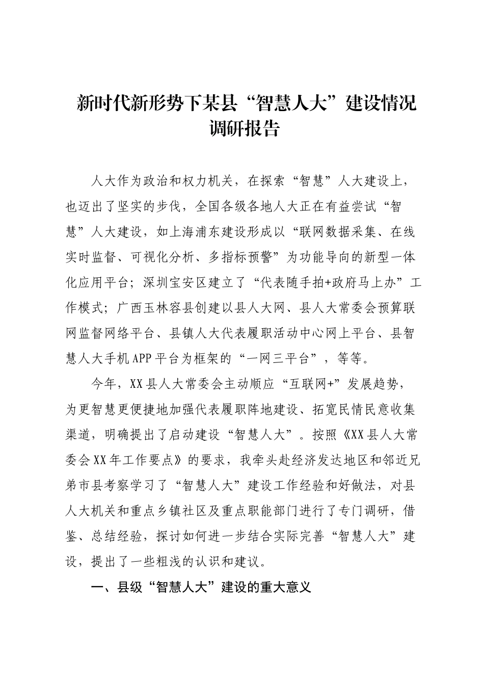 新时代新形势下某县“智慧人大”建设情况调研报告.docx_第1页