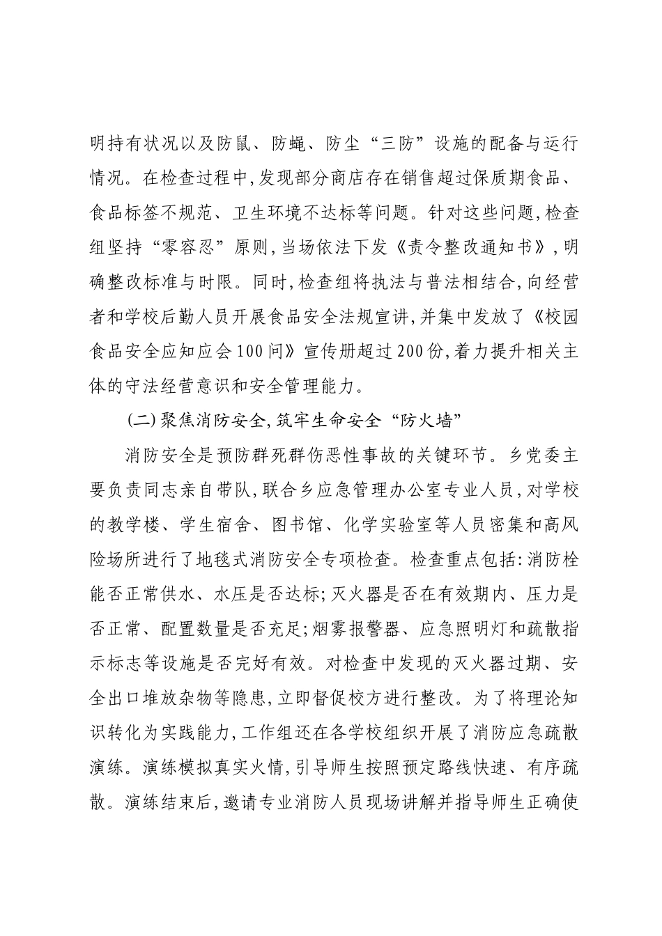关于XX乡2025年度校园安全专项整治工作的情况报告.docx_第3页