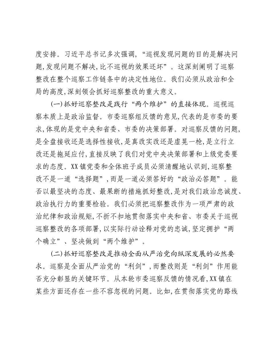 在XX镇党委巡察整改专题民主生活会上的讲话.docx_第2页