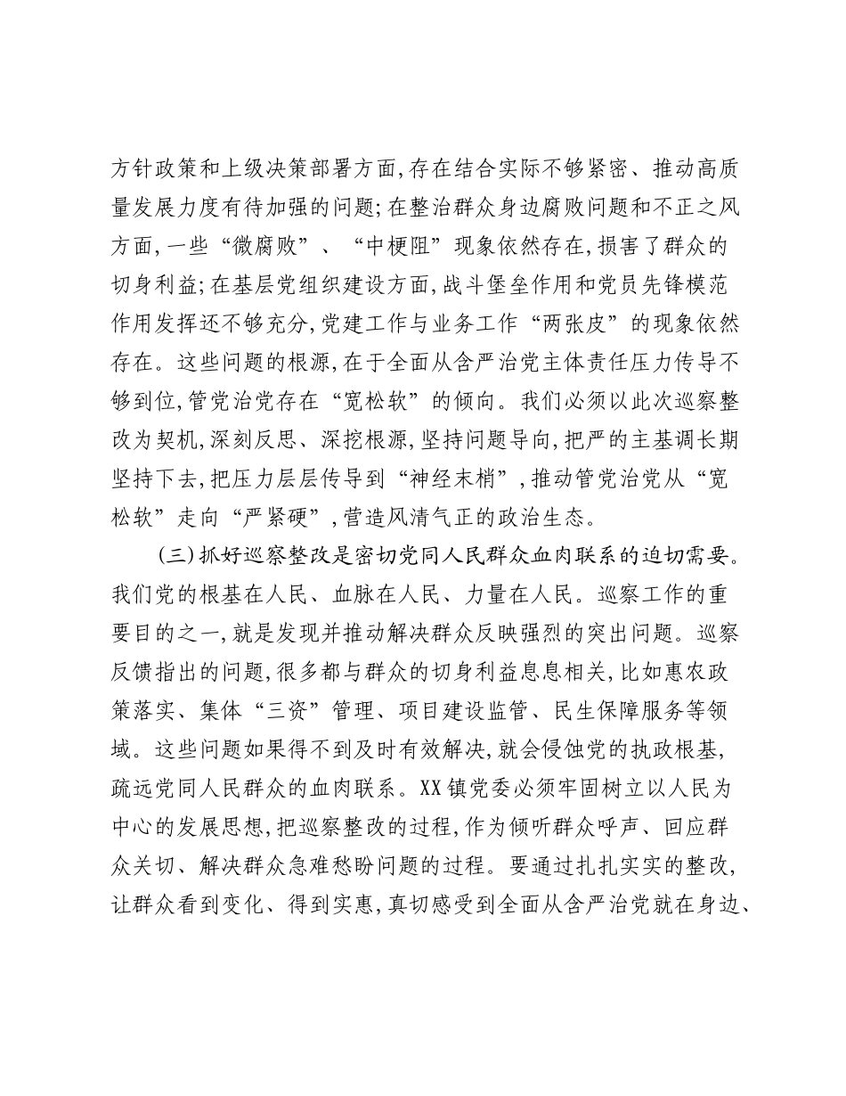 在XX镇党委巡察整改专题民主生活会上的讲话.docx_第3页