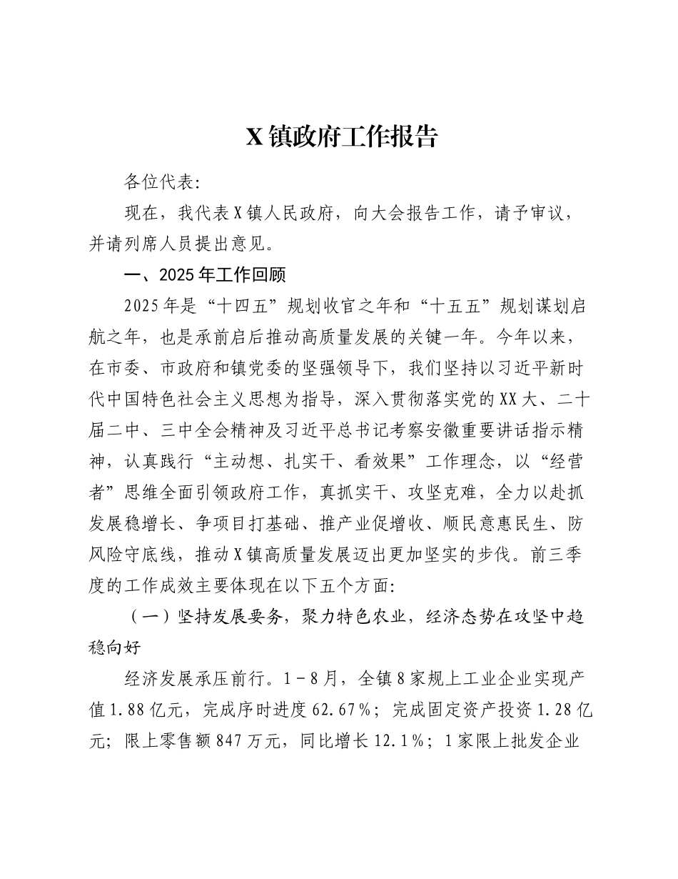 X镇政府工作报告.docx_第1页