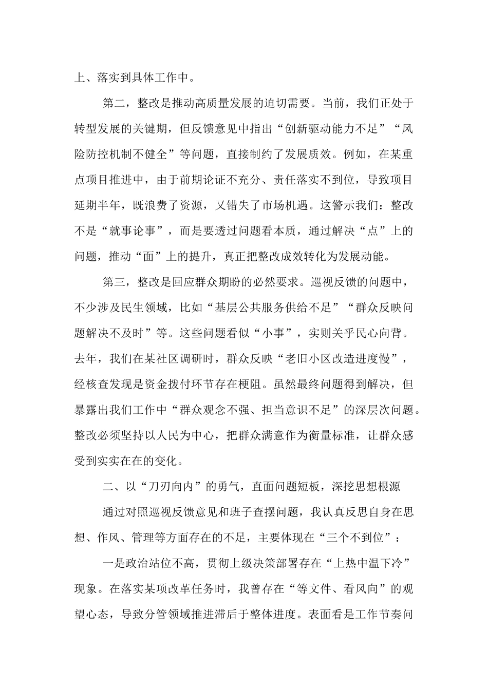 巡视整改民主生活会表态发言.docx_第2页