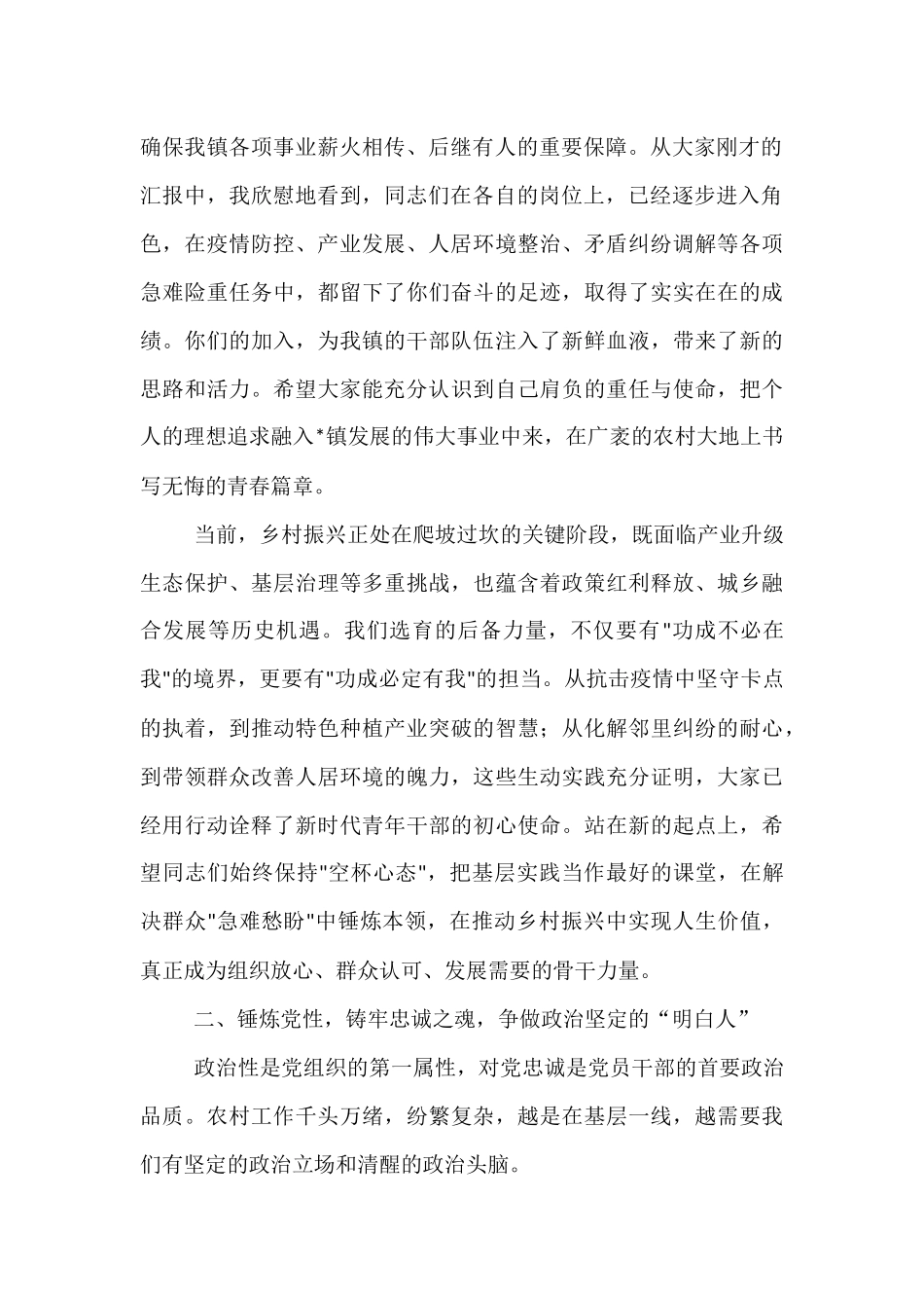 在2025年全镇村党组织书记后备力量工作汇报会议上的讲话.docx_第2页