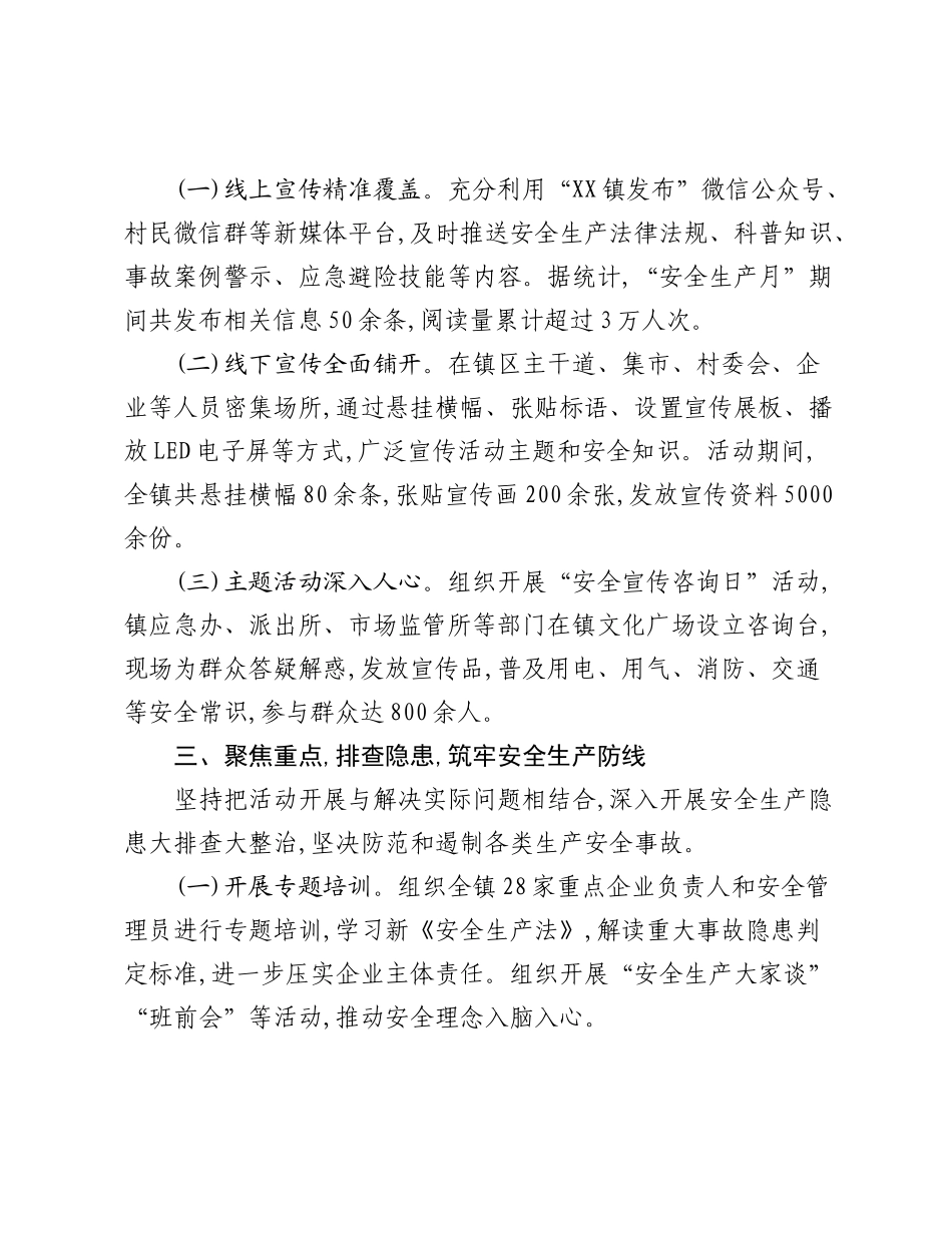 XX镇2025年“安全生产月”活动工作总结.docx_第2页