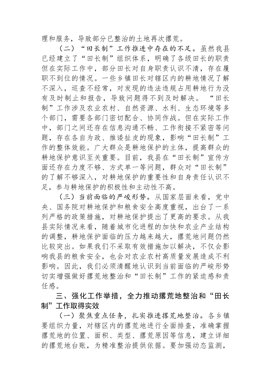 县委常委、副县长在撂荒地整治暨“田长制”工作会议上的发言.docx_第3页