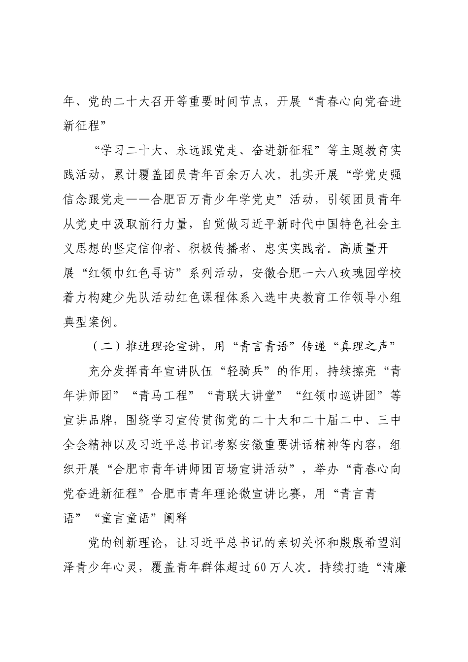 牢记嘱托跟党走挺膺担当建新功——共青团合肥市第十五次代表大会以来工作综述.docx_第2页
