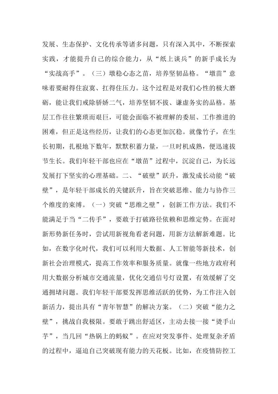 年轻干部工作交流发言：墩苗破壁沉淀，绘就青春奋进华章.docx_第2页