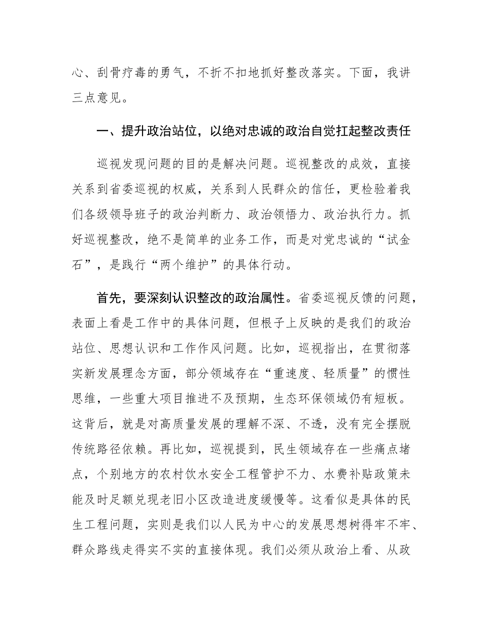 在2025年全市省委巡视反馈问题整改工作领导小组会议上的讲话.docx_第2页