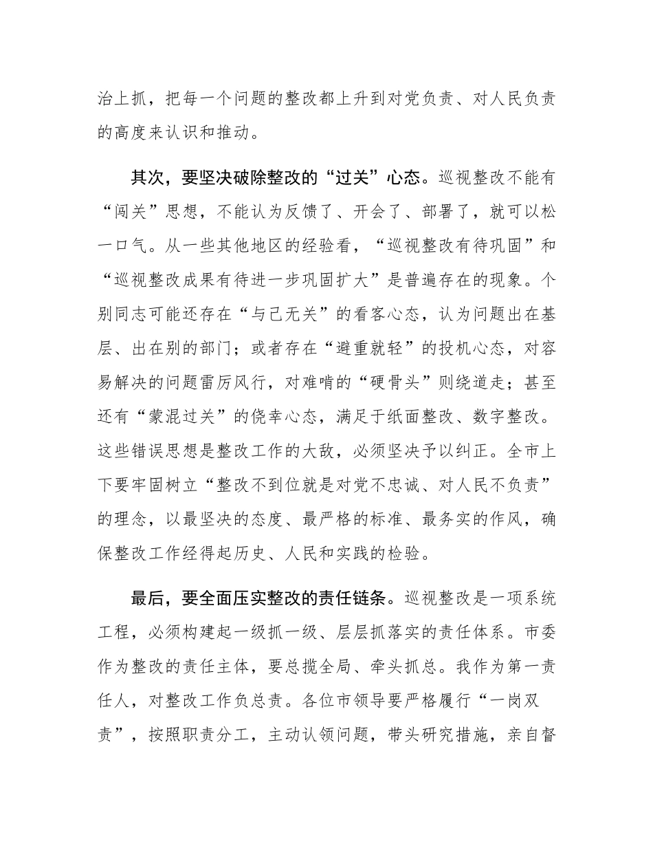 在2025年全市省委巡视反馈问题整改工作领导小组会议上的讲话.docx_第3页