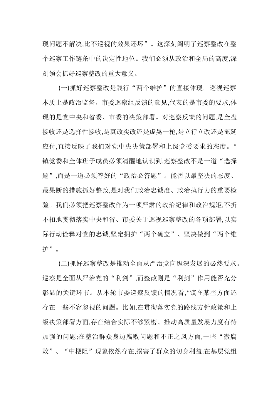 在2025年镇党委巡察整改专题民主生活会上的讲话.docx_第2页