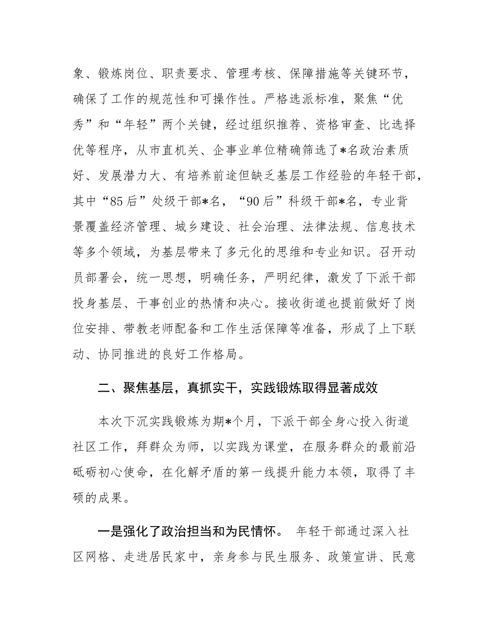 关于2025年度优秀年轻干部下沉街道实践锻炼工作的总结报告.docx_第2页