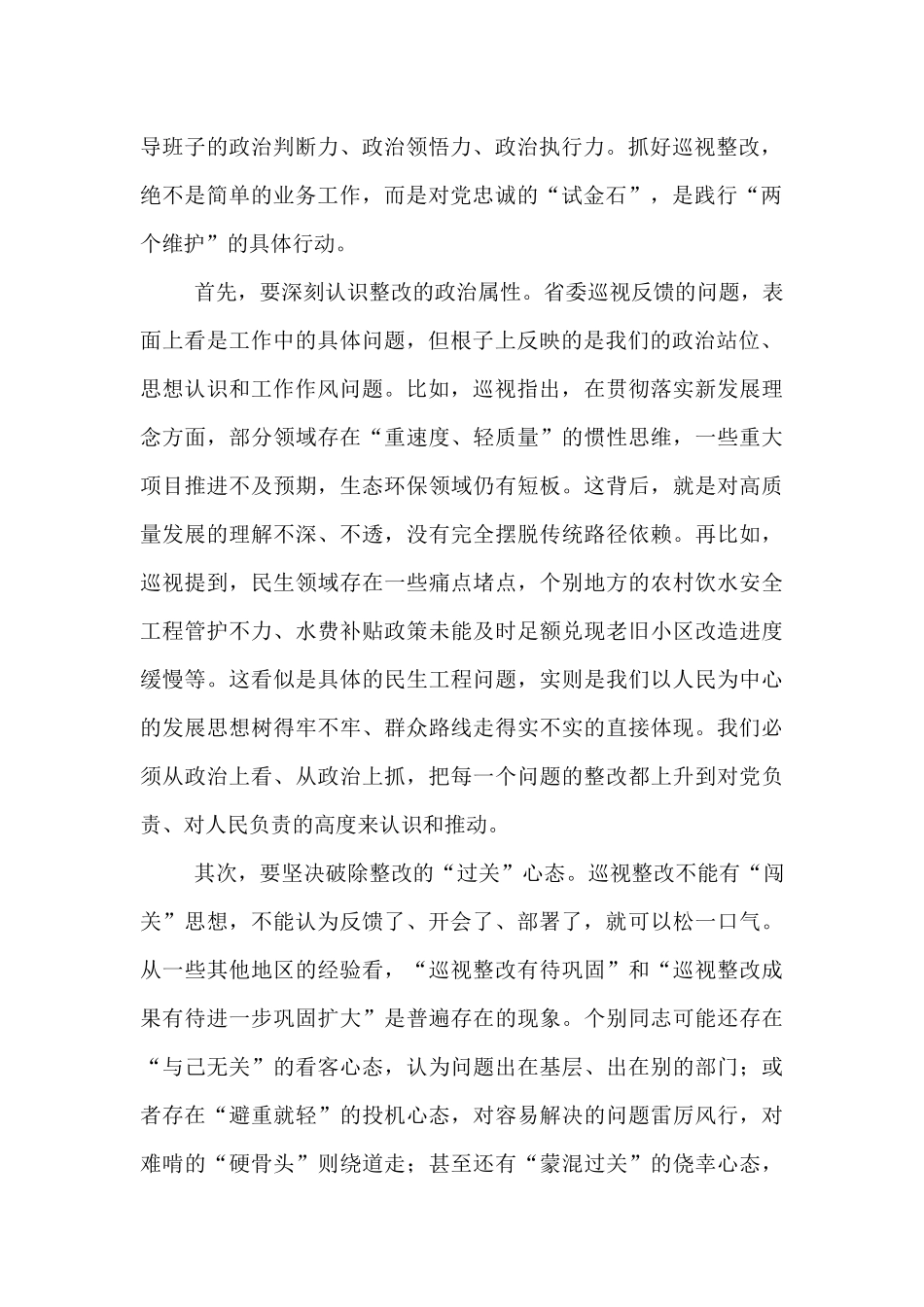 在2025年全市省委巡视反馈问题整改工作领导小组会议上的讲话.docx_第2页