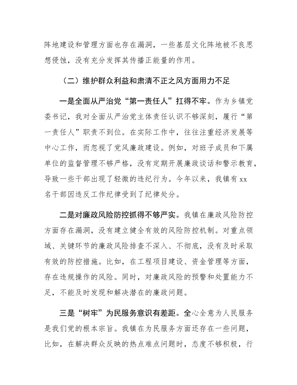 某乡镇党委书记巡察整改专题民主SH会对照检查材料.docx_第3页