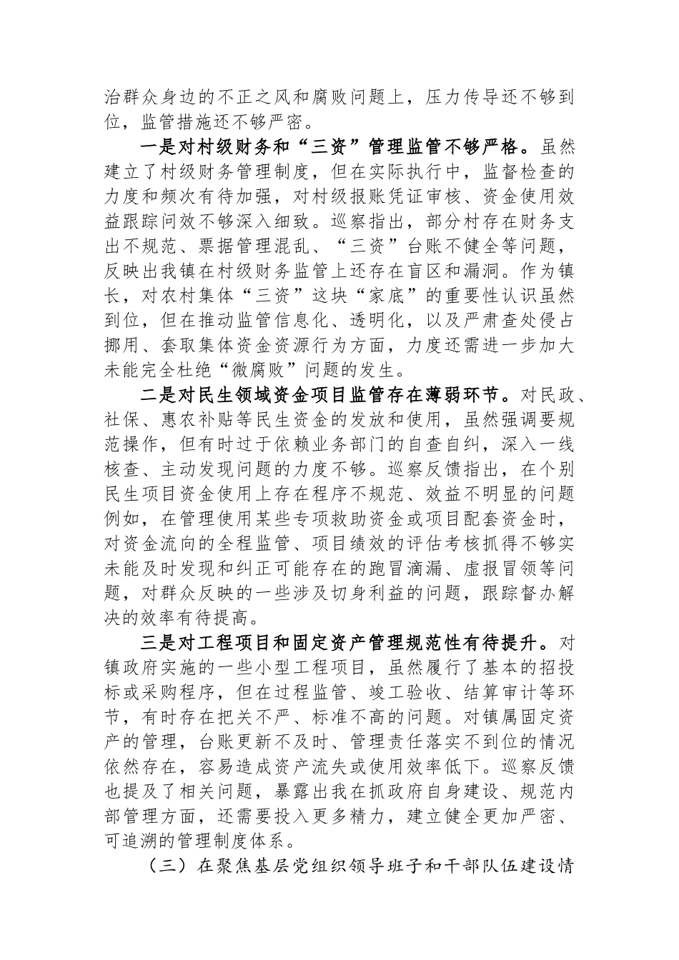 乡镇长巡察整改专题民主生活会对照检查材料.docx_第3页