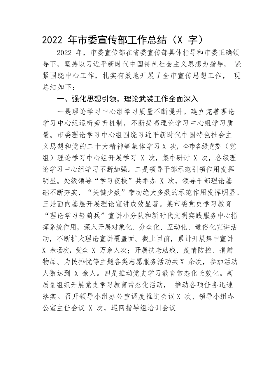 2022年市委宣传部工作总结.docx_第1页