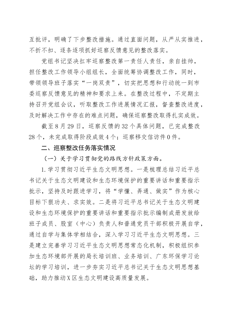 X市生态环境局X分局党组关于巡察整改进展情况的报告.docx_第2页