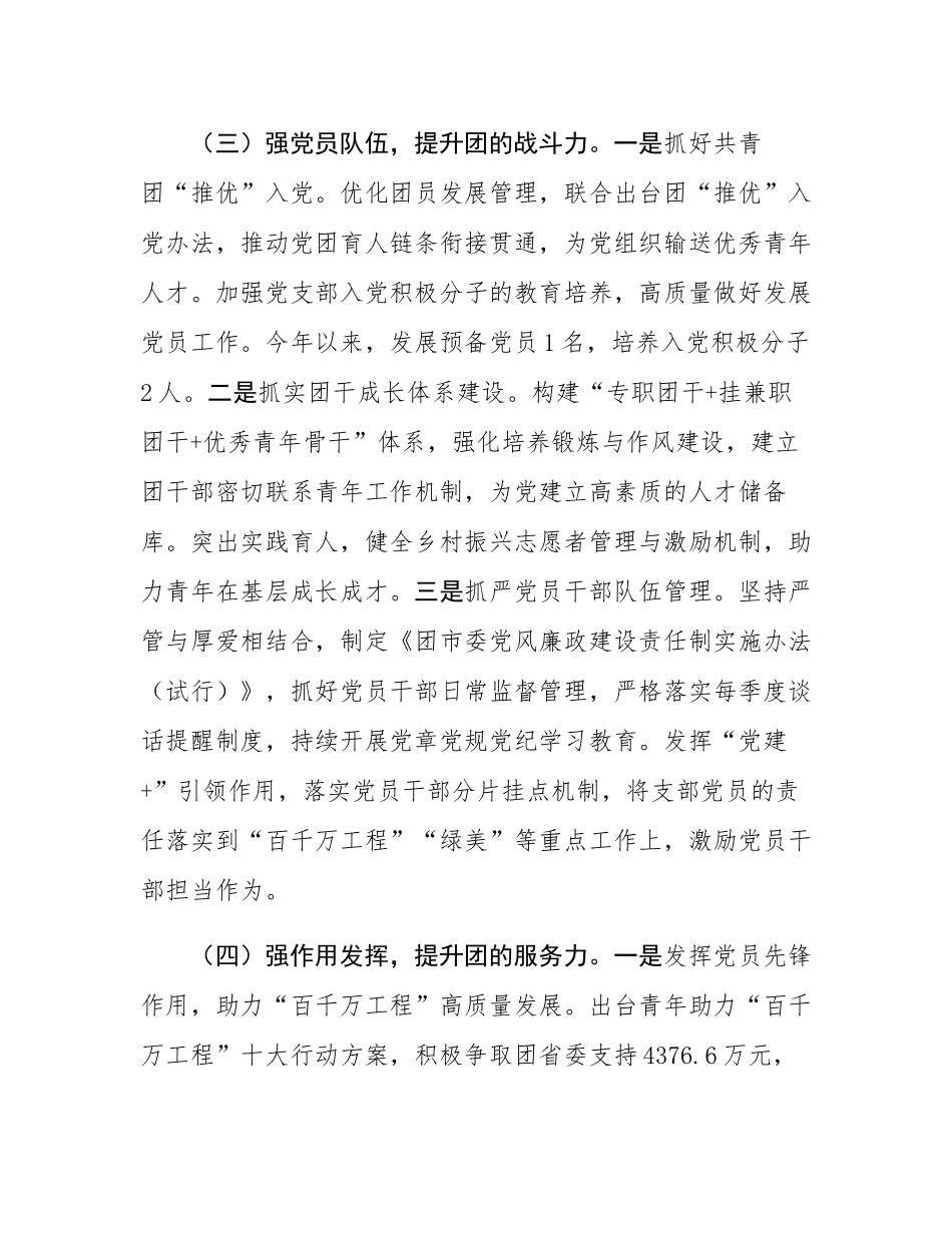 团市委党支部2025年前三季度党建工作总结.docx_第3页