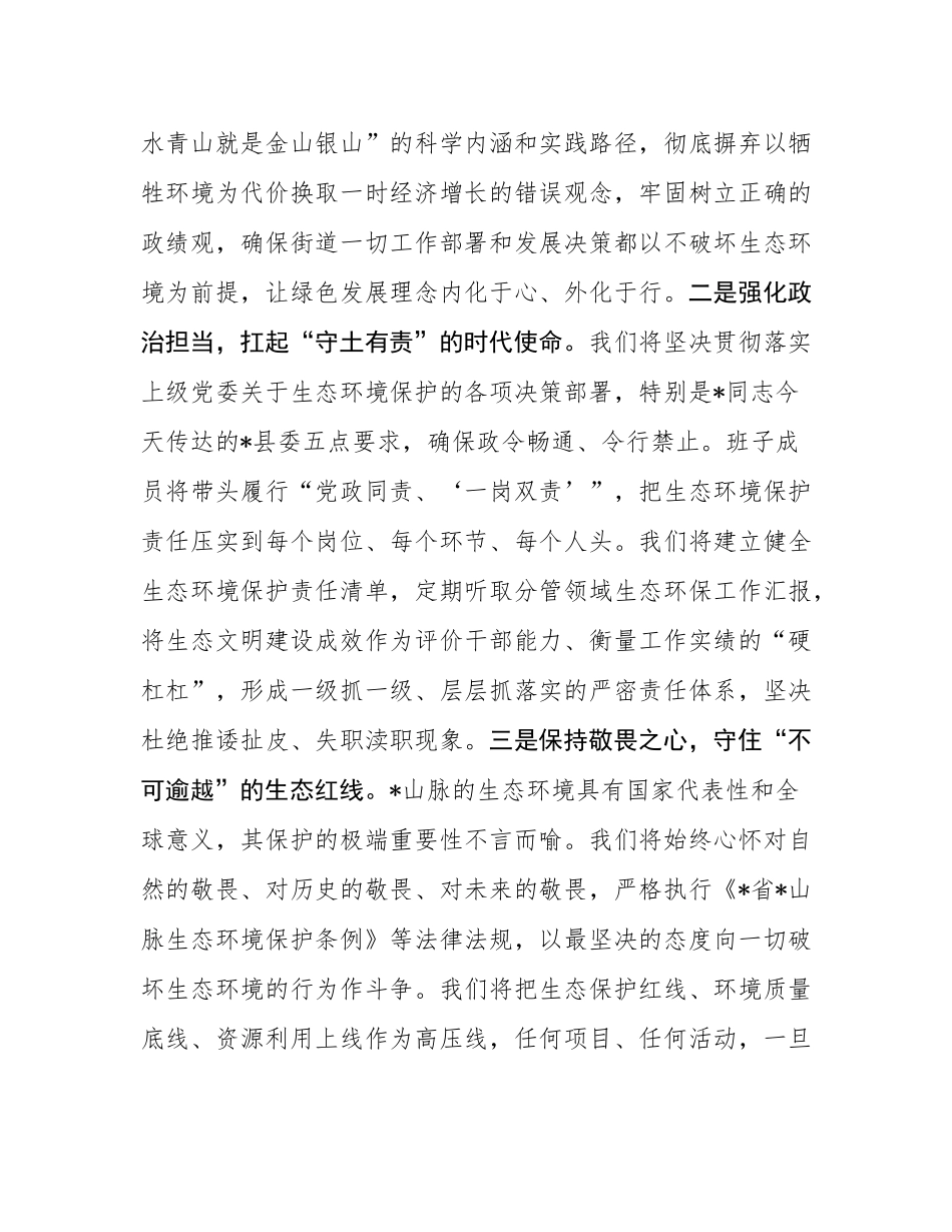 在2025年街道党工委领导班子生态环境保护专题民主SH会上的表态发言.docx_第3页