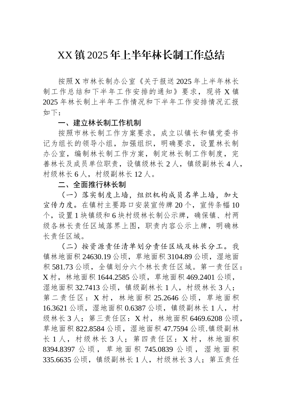 X镇2025年上半年林长制工作总结.docx_第1页