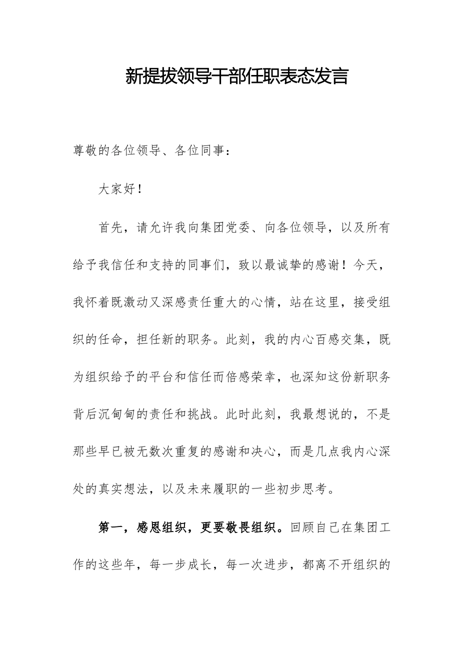 新提拔领导干部任职表态发言2篇.docx_第1页