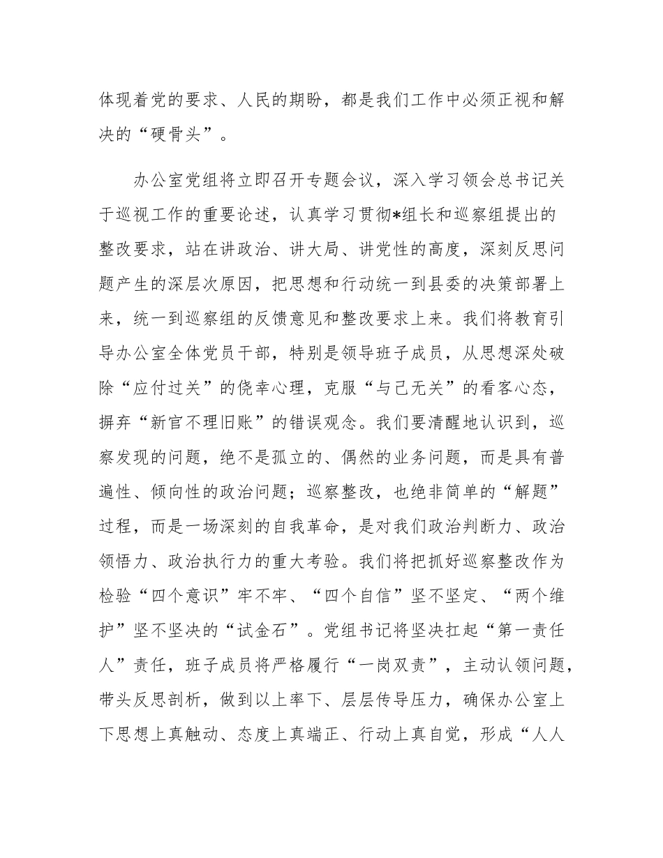 在2025年县委巡察组巡察县政府办公室党组情况反馈会议上的表态发言.docx_第3页
