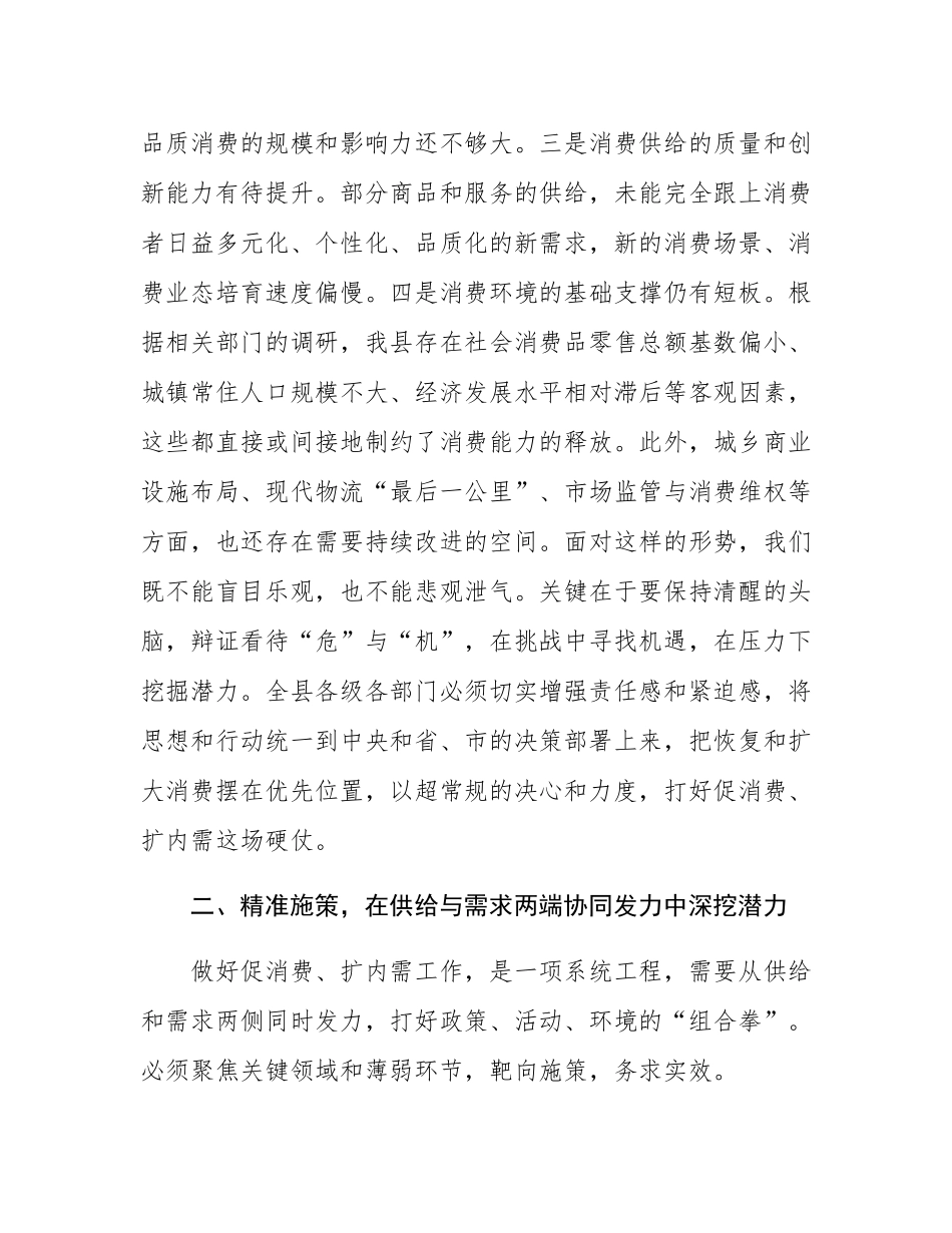在2025年全县促消费扩内需工作座谈会上的讲话.docx_第3页