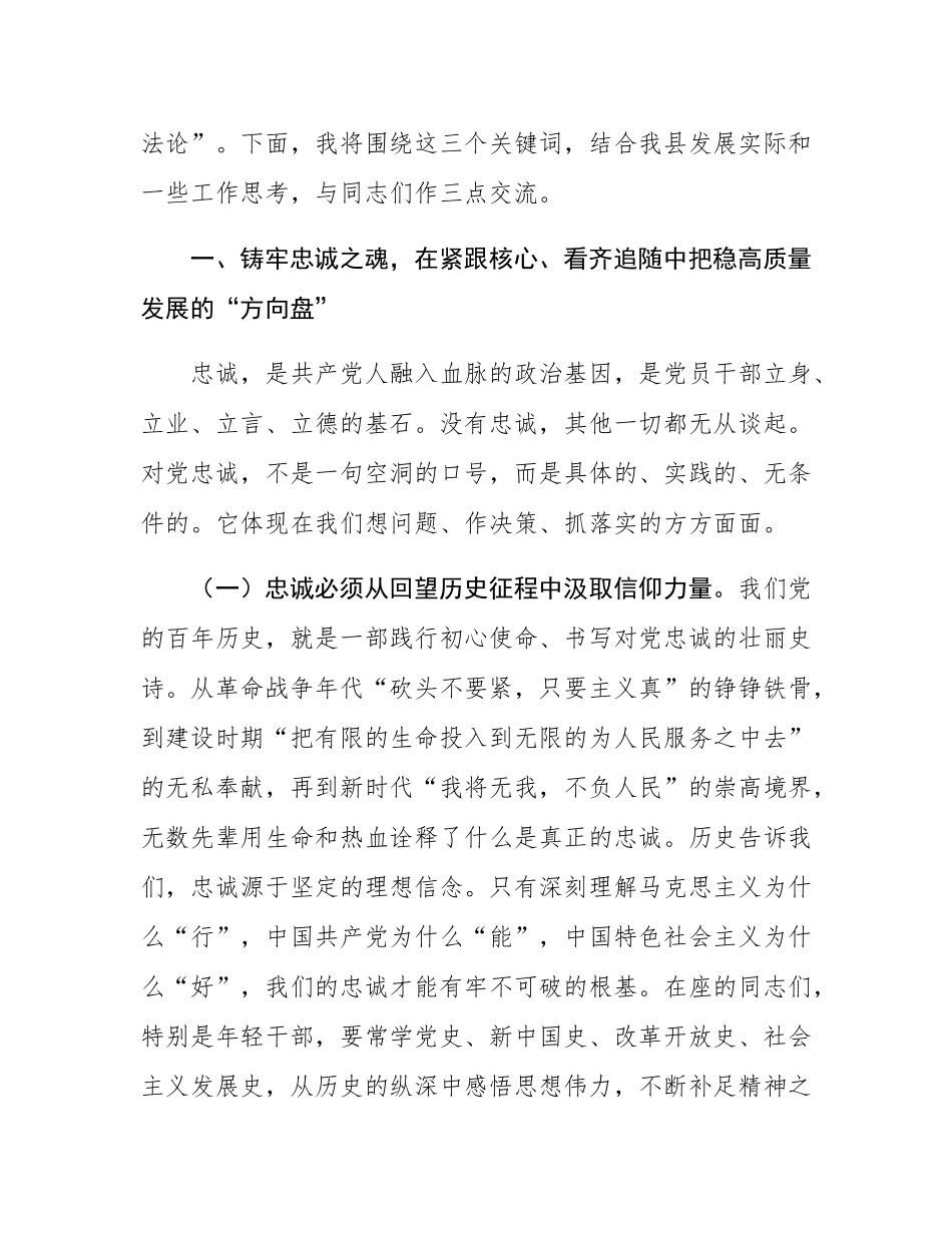 党课：以忠诚干净担当的政治品格，奋力书写高质量发展新答卷.docx_第2页