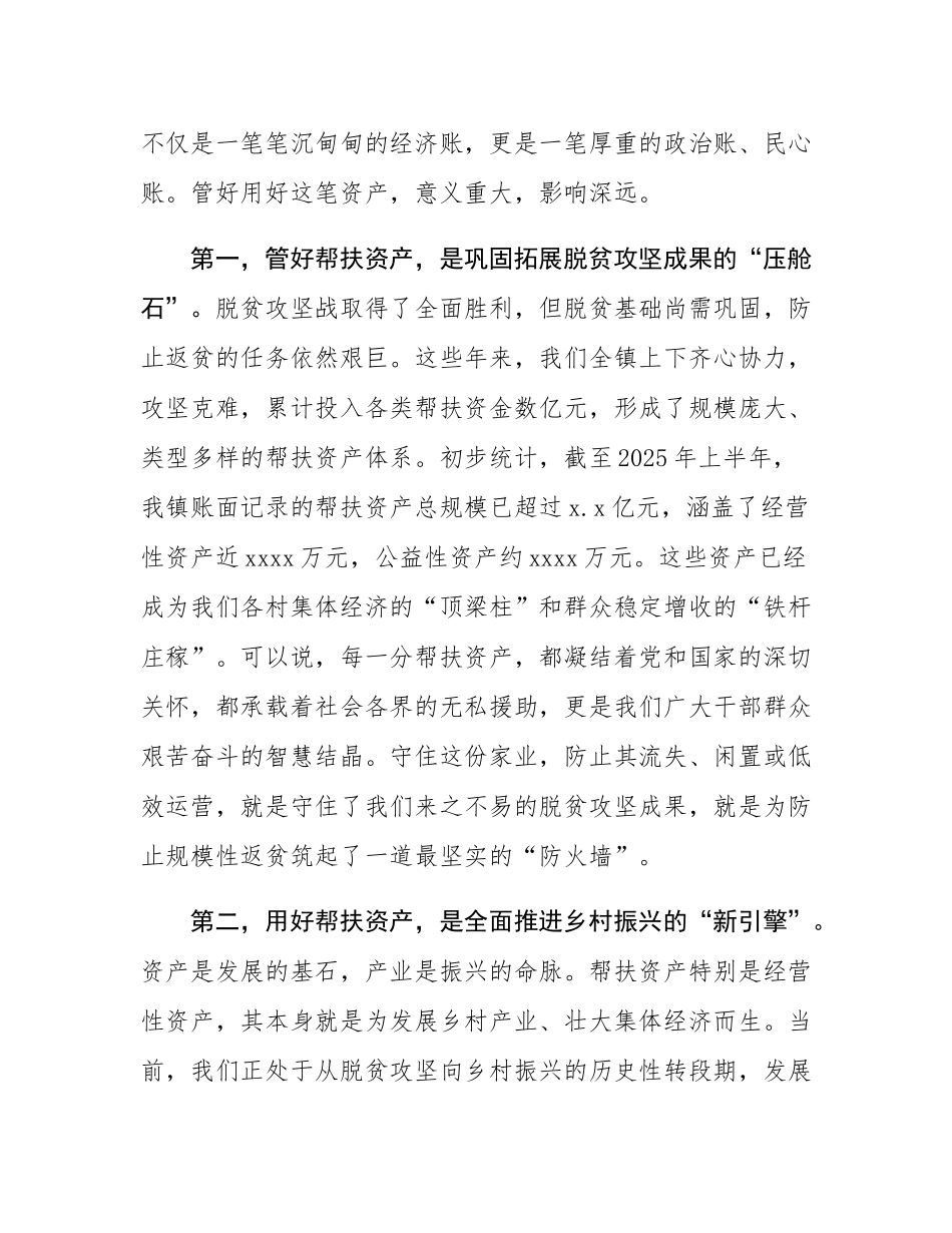 在2025年全镇帮扶资产规范化管理工作推进专题会议上的讲话.docx_第2页
