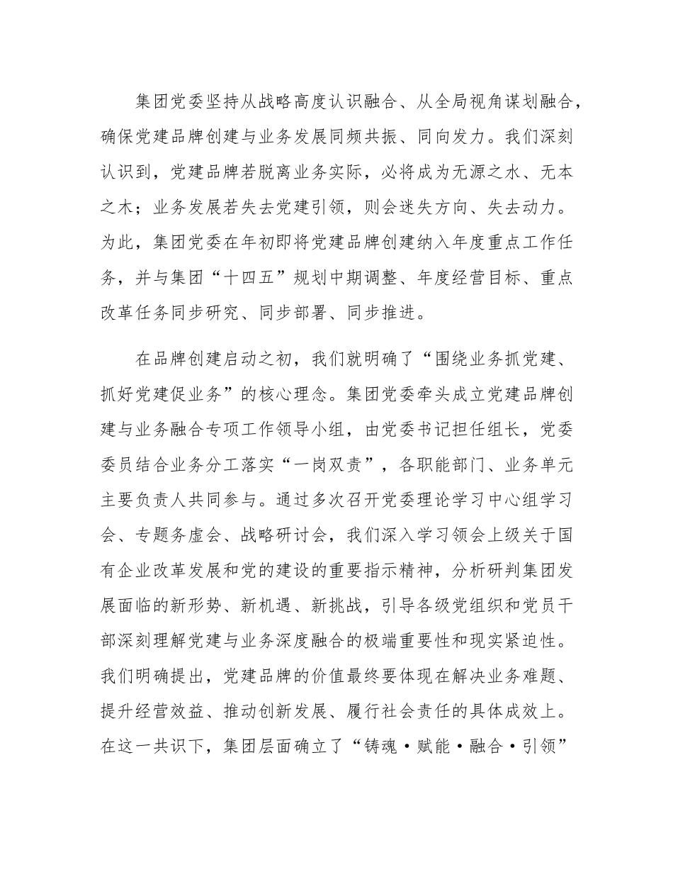集团党委关于2025年党建品牌创建与业务融合发展的专题汇报.docx_第2页