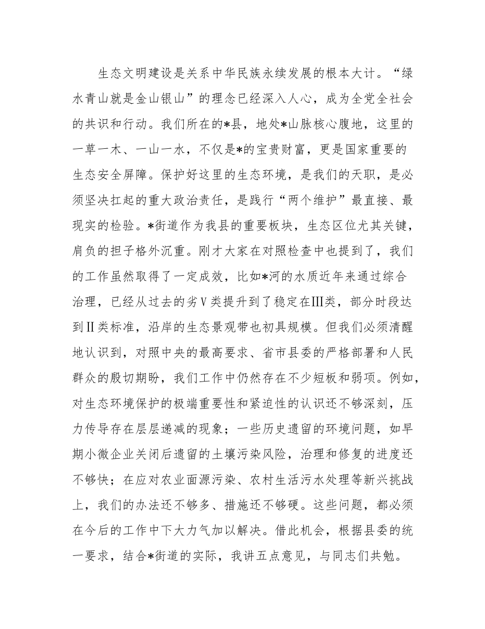 在2025年街道党工委领导班子生态环境保护专题民主SH会上的点评讲话.docx_第2页