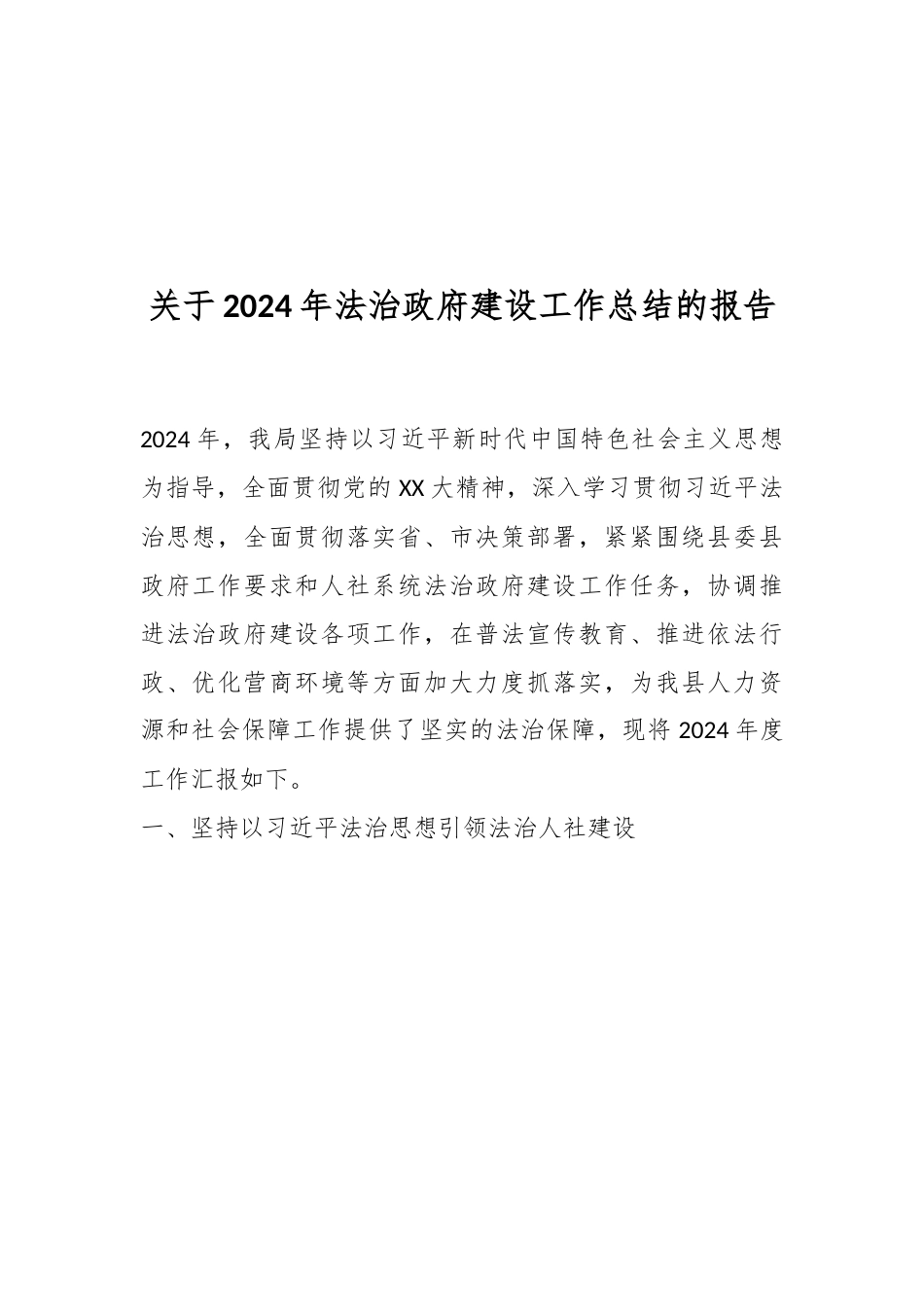 关于2024年法治政府建设工作总结的报告.docx_第1页