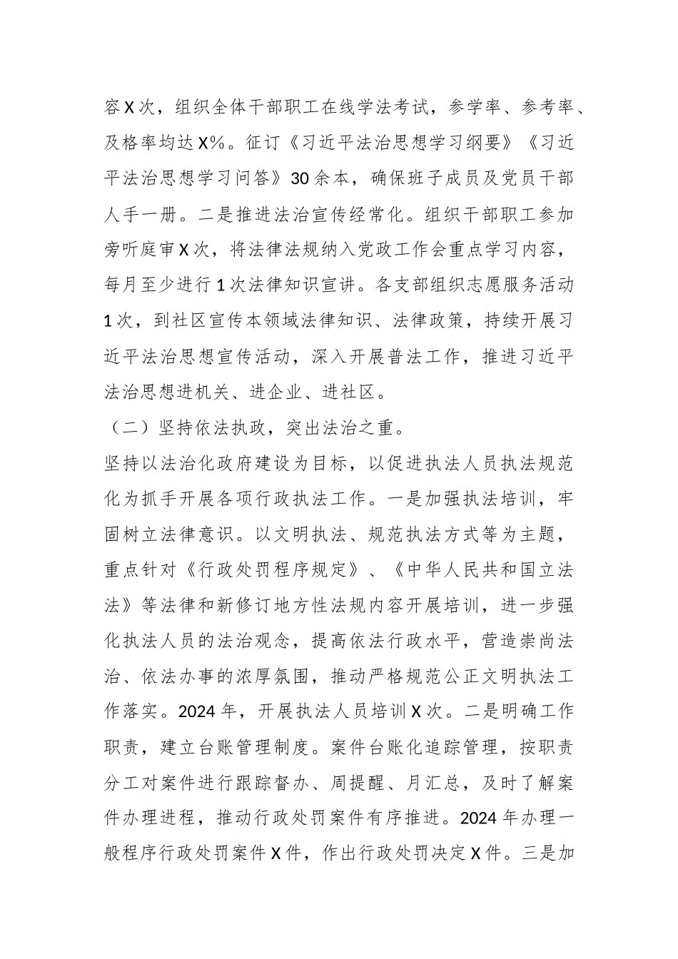 2024年度X局法治政府建设工作总结及2025年工作计划.docx_第3页